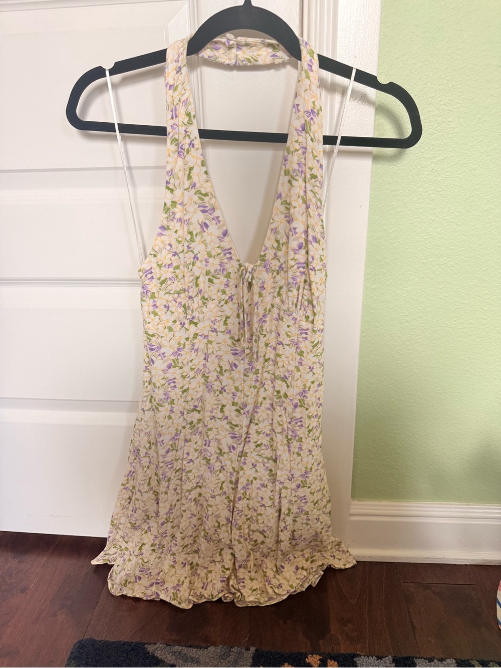 Maeve Cream Dress with Lavender and Green Floral Print